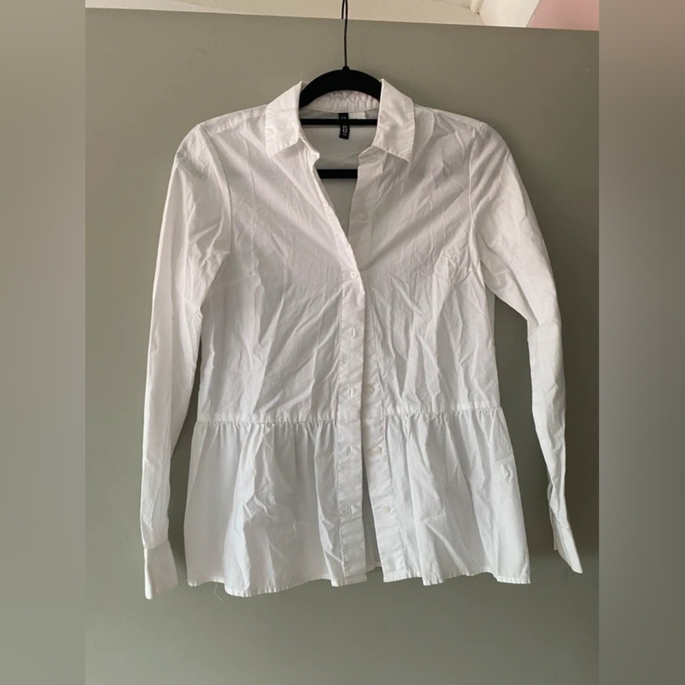 White Button-Up Peplum Shirt